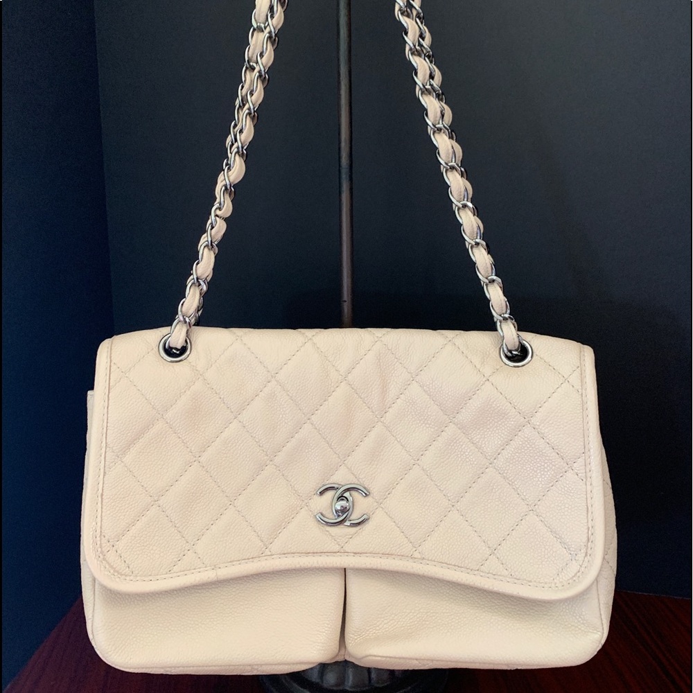 Beige Chanel Medium Shoulder Bag-100% Authentic